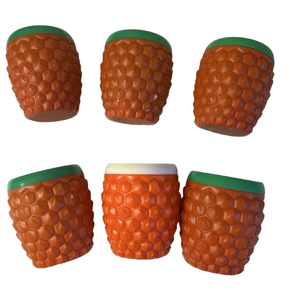 Vintage 1970s Minerware Pineapple Drink Pitcher 6 Cups Plastic Hawaiin Kitschy - Picture 6 of 9